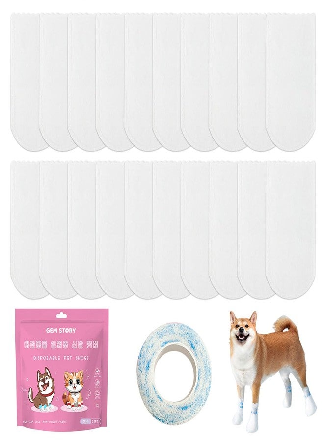 TecoKart® 20Pcs Dog Shoes, Non-Woven Breathable Dog Boots with Self-Adhesive Bandage, Durable Shoes for Dogs for Outdoor & Indoor Walking, M (for 15-35KG Dogs) - Image 1